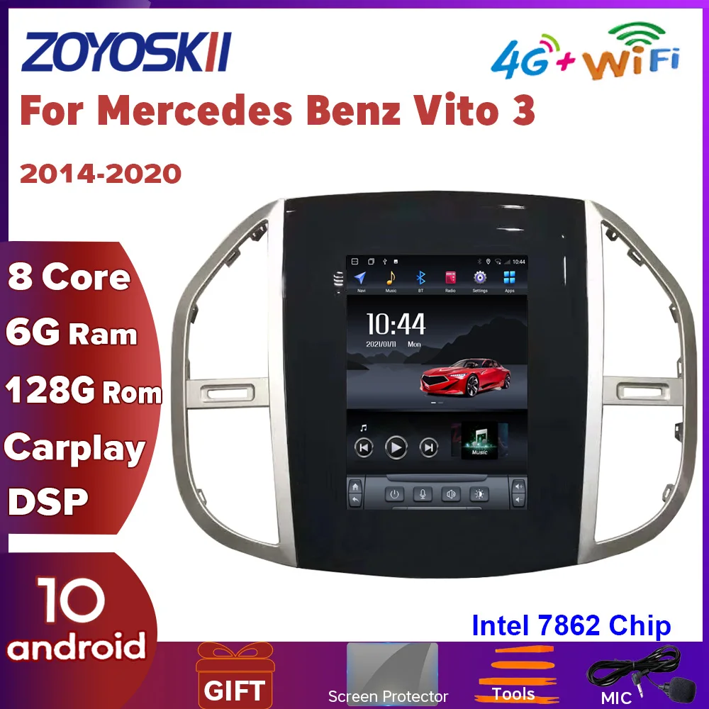 

ZOYOSKII Android 10 10,4 "6G 128G для Mercedes Benz Vito 3 вертикальный экран Tesla Автомобильный GPS Радио Аудио навигатор плеер 2014-2020