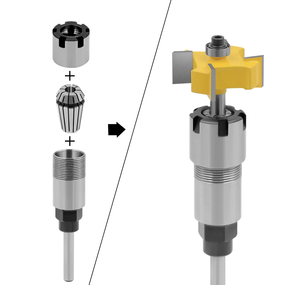 LAVIE 5 Buah Set 1/4 atau 1/2 Inci Shank ER16 ER20 Extension Rod Collet UM Type Wrench Nut untuk CNC Milling Tool Engraving Machine
