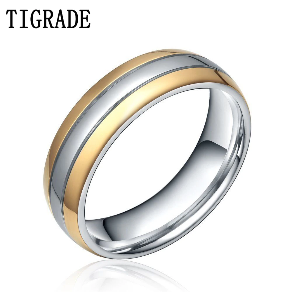 TIGRADE 6mm/8mm Men Women Wedding Rings Simple Engagement Band Eternity Gold Silver Color  Titanium Ring anel masculino Sale