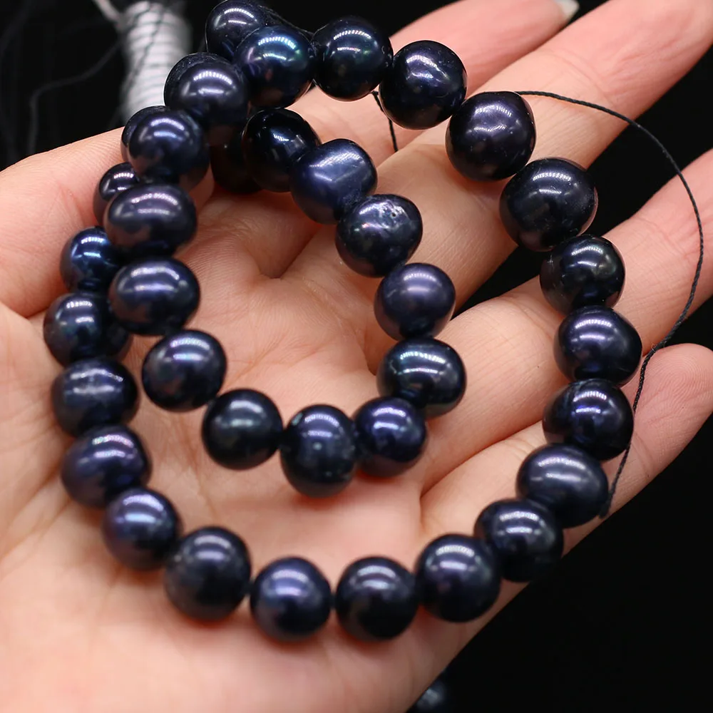 

High Quality Natural Freshwater Pearls Black Round Beads 10-11mm Jewelry Making DIY Necklace Bracelet Earring Accessories Gifts