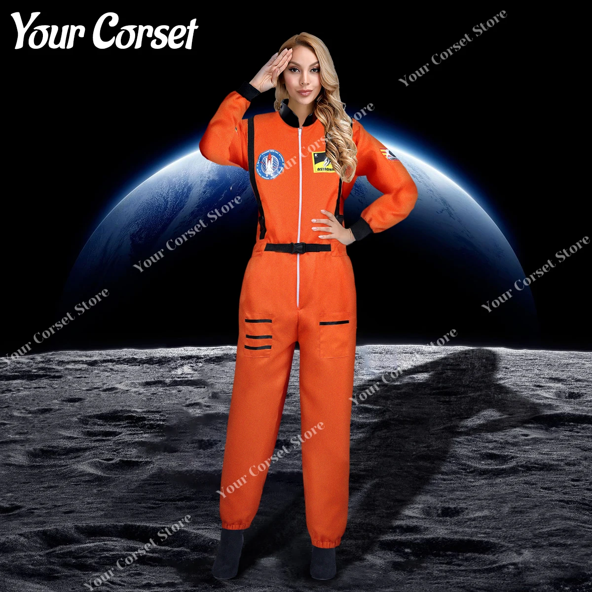 Astronaut Costume Women Man Space Suit Adult Couple Spaceman Halloween Cosplay Astronaut Costume Couples Matching Clothes