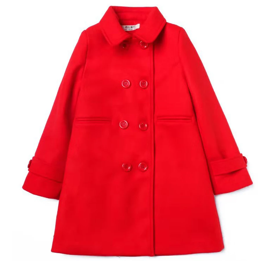 Neonate giacche di lana rossa cappotti 2023 autunno inverno capispalla bambini ragazze vestiti bambini manica lunga cappotto taglia per 120-160