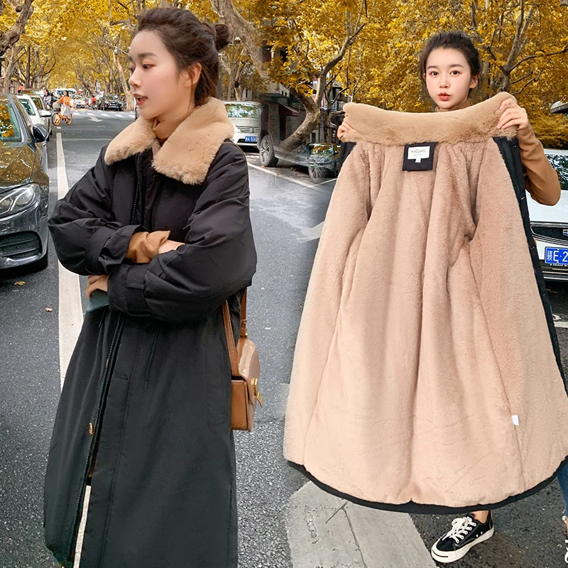 parkas winter clothes women 2023 Velvet Warm black puffer long Coat  jackets for women Female Ladies Fur Lining jacket fall