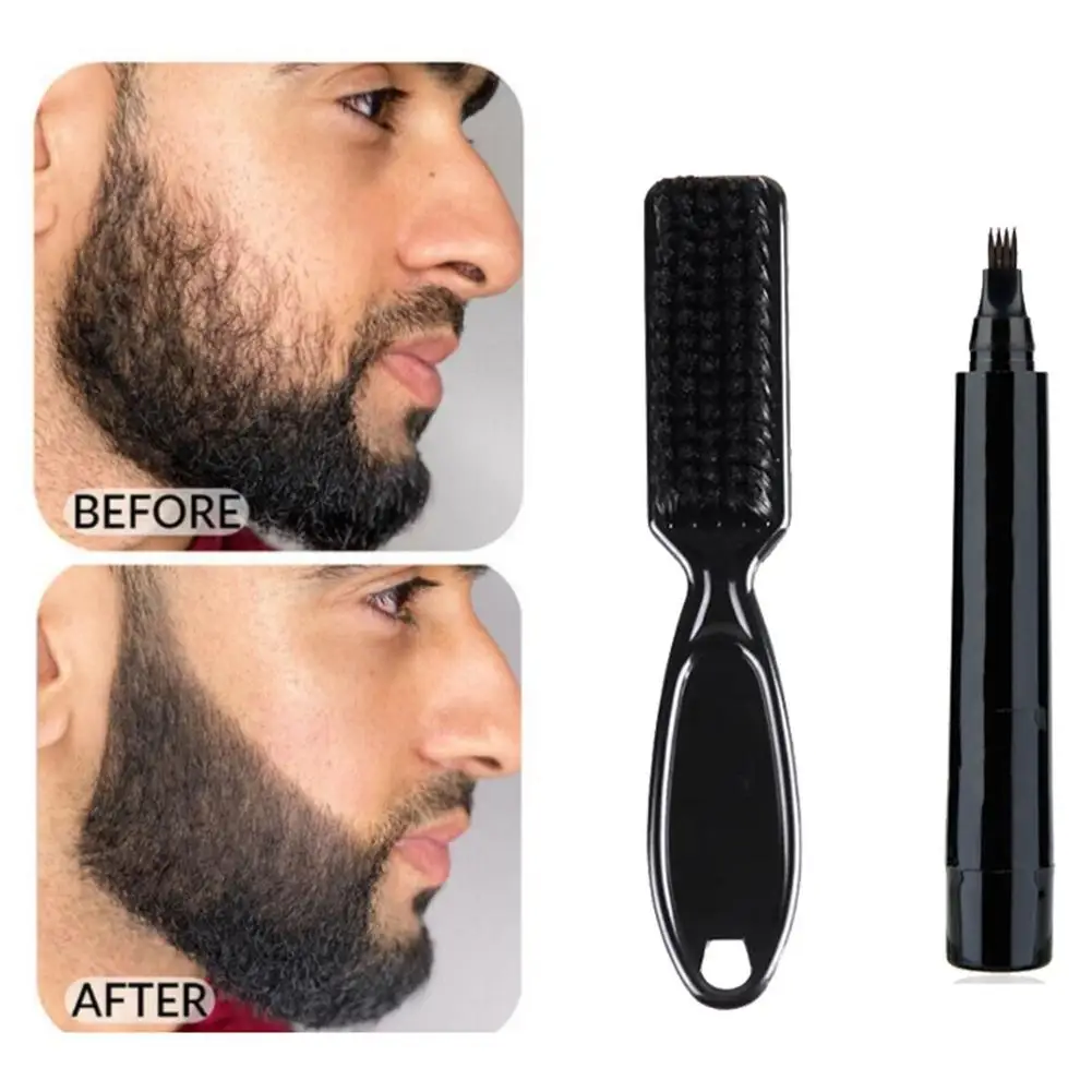 Beard Pen Beard Filler Pencil And Brush Beard Enhancer Waterproof Moustache Coloring Shaping Tools