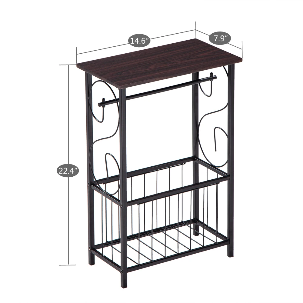 US Warehouse (37 x 20 x 55)cm Multifunctional Bathroom Table / Interior Side Table Tissue Magazine Rack Dark Brown