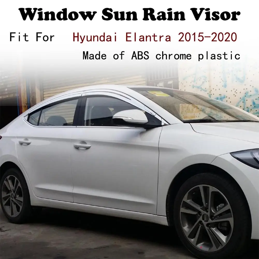 ABS Chrome plastic Window Visor Vent Shades Sun Rain Guard car accessories For Hyundai Elantra 2015-2020