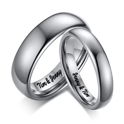 Anelli di tungsteno semplici di alta qualità nome inciso gratuito uomo donna coppia esclusiva anello nuziale gioielli di moda all'ingrosso