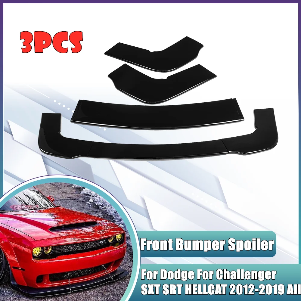 3PCS Car Front Bumper Lip Body Kit Spoiler Diffuser Deflector Lips For Dodge Challenger SXT SRT HELLCAT 2012-2019 All