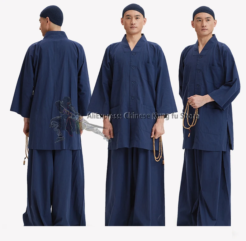 Summer Buddhist Monk Suit Farming Meditating Kung Fu Uniform Wushu Shaolin Martial Arts Jacket Pants