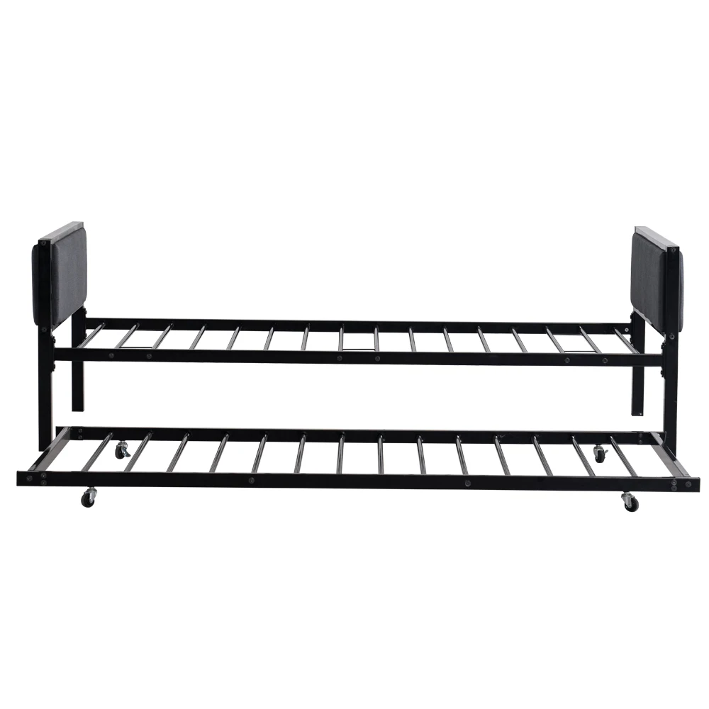 Two Styles Simple Dark Gray Soft Cover Daybed Black Or Extra Bed Frame Twin  Bedroom Bed for  Bedroom Furniture