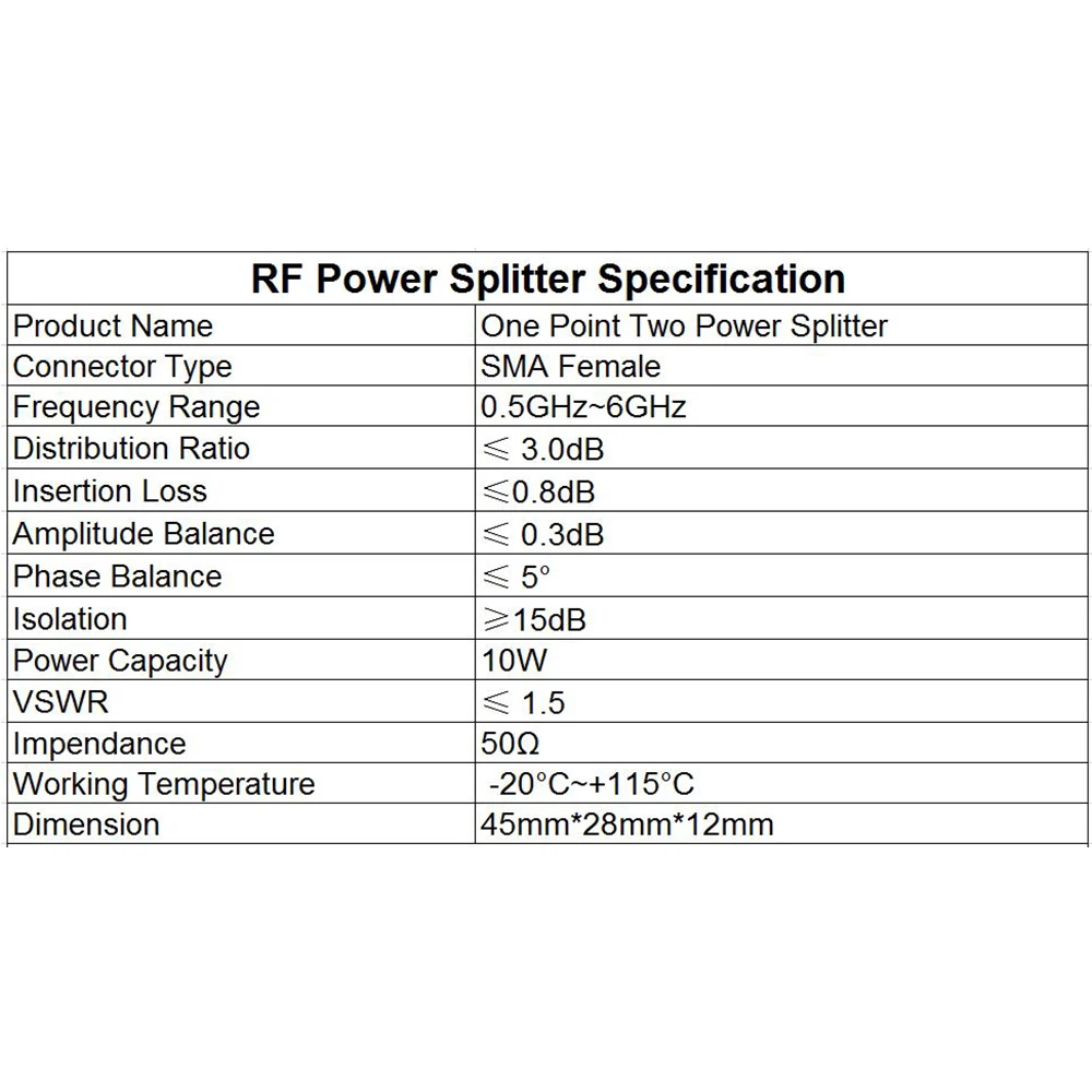 SMA Microstrip Power Splitter One Point Two 0.5GHz-6GHz RF Power Splitter Combiner WIFi 10W