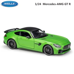 WELLY Model Car Diecast 1:24 Scale Alloy Racing Car Mercedes-Benz AMG GT R Sports Car Metal Toy Car For Kids Toy Gift Collection