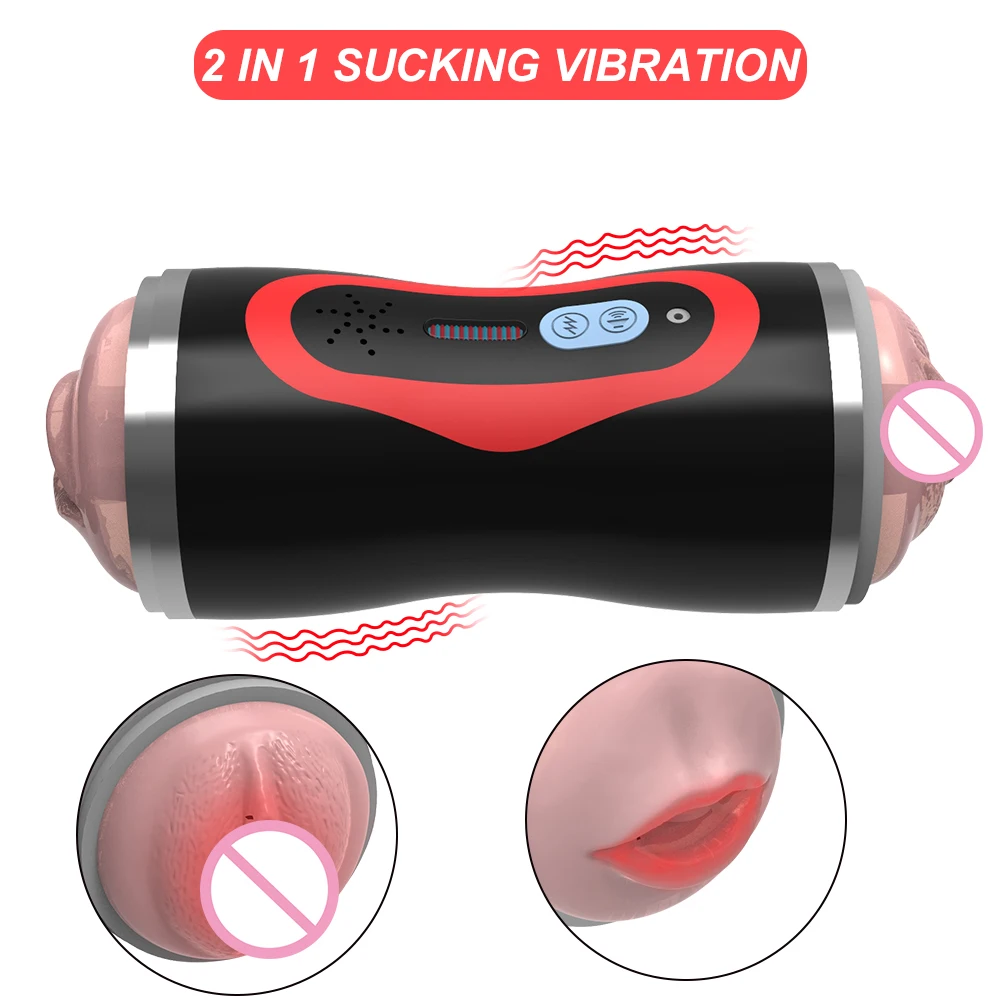 Realistic Vagina Male Masturbator Cup Vibrator Stimulate Glans Blowjob Deep Throat Airplane Cup Sex Toys For Men Adult Goods 18