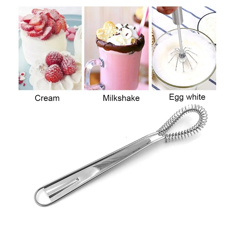 Kitchen Spiral Whisk Mini Blender Stirrer Stainless Steel Spoon Wick Hand Mixer 20cm Spring Whisk Honey Dipper Stick