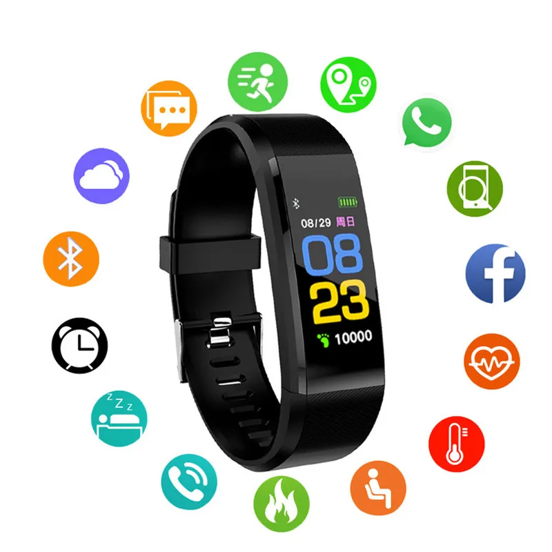 Oloey 115 زائد سوار ذكي مراقب معدل ضربات القلب ضغط الدم جهاز تعقب للياقة البدنية Smartwatch الرياضة ساعة ل Ios أندرويد