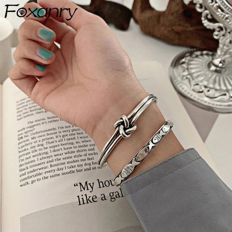 Foxanry Silver Color Fishs Bangles & Bracelet INS Fashion Creative Vintage Punk Hiphop Rock Party Jewelry Gifts for Women