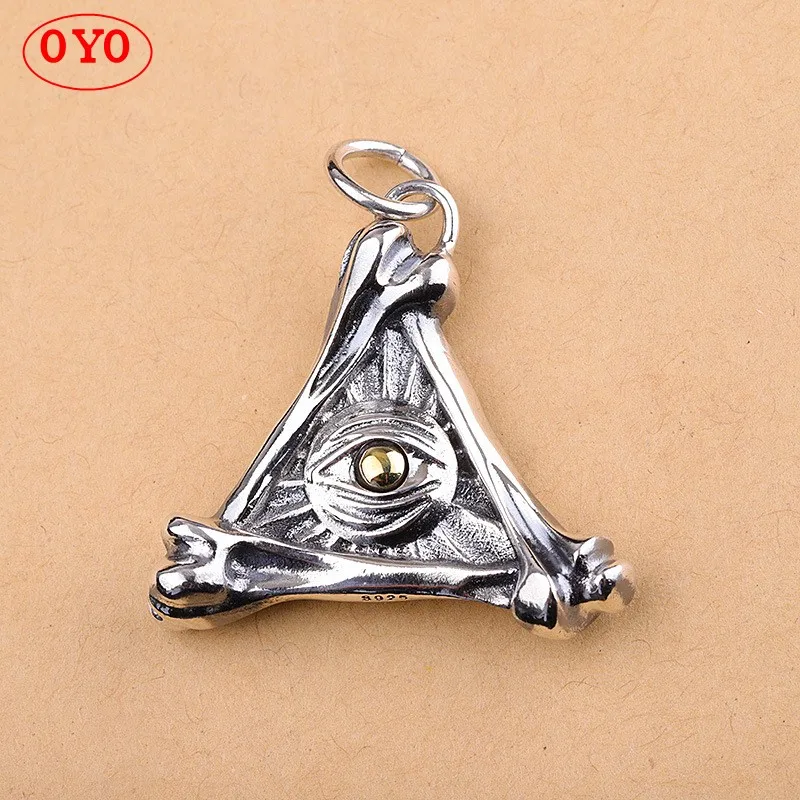 

Real S925 Silver Jewelry Personality Hip Hop Men's Demon Eye Pendant