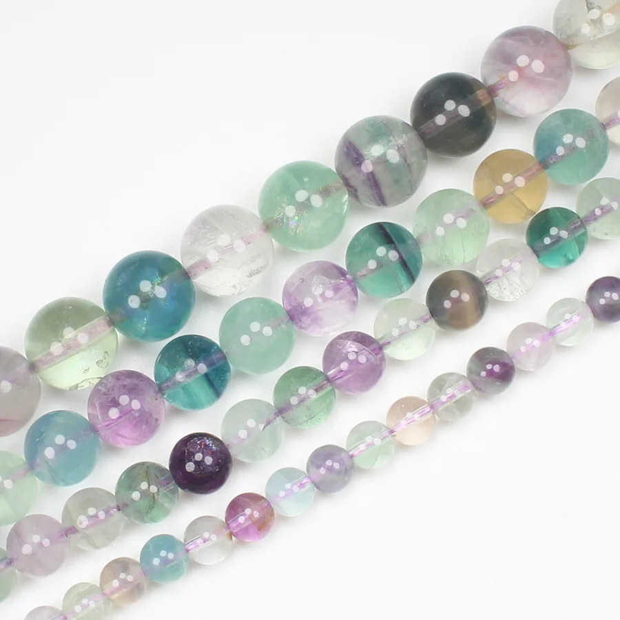 Natural Beautiful Fluorite 6,8,10,12,14mm Round Loose Beads 15\