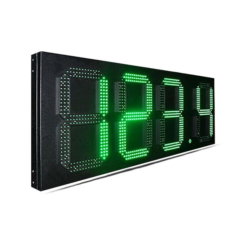 Outdoor rainproof iron box high brightness green 12 inch 888.8 format remote control gas station digital sign led price plate