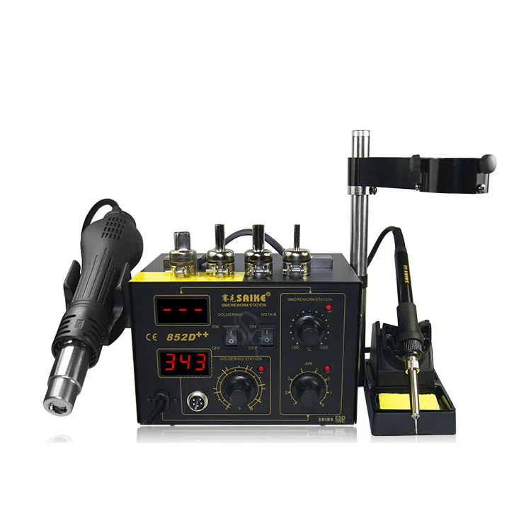 SAIKE 852D++  220V/110V Hot Air Rework Station soldering station  2 in 1 with Supply air gun rack ,and many gifts