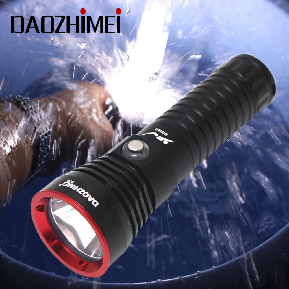6000 Lumens Diving Flashlight P70 LED Yellow/White Light 3 Modes Underwater Light IPX8 Waterproof Tactical led Lantern