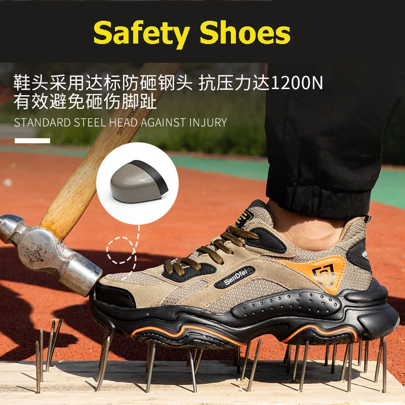 

Men's Safety Shoes Puncture-Proof Non-slip Work Shoes for Men Steel Toe Protective Male Work Sneakers Zapatos De Seguridad 39-45