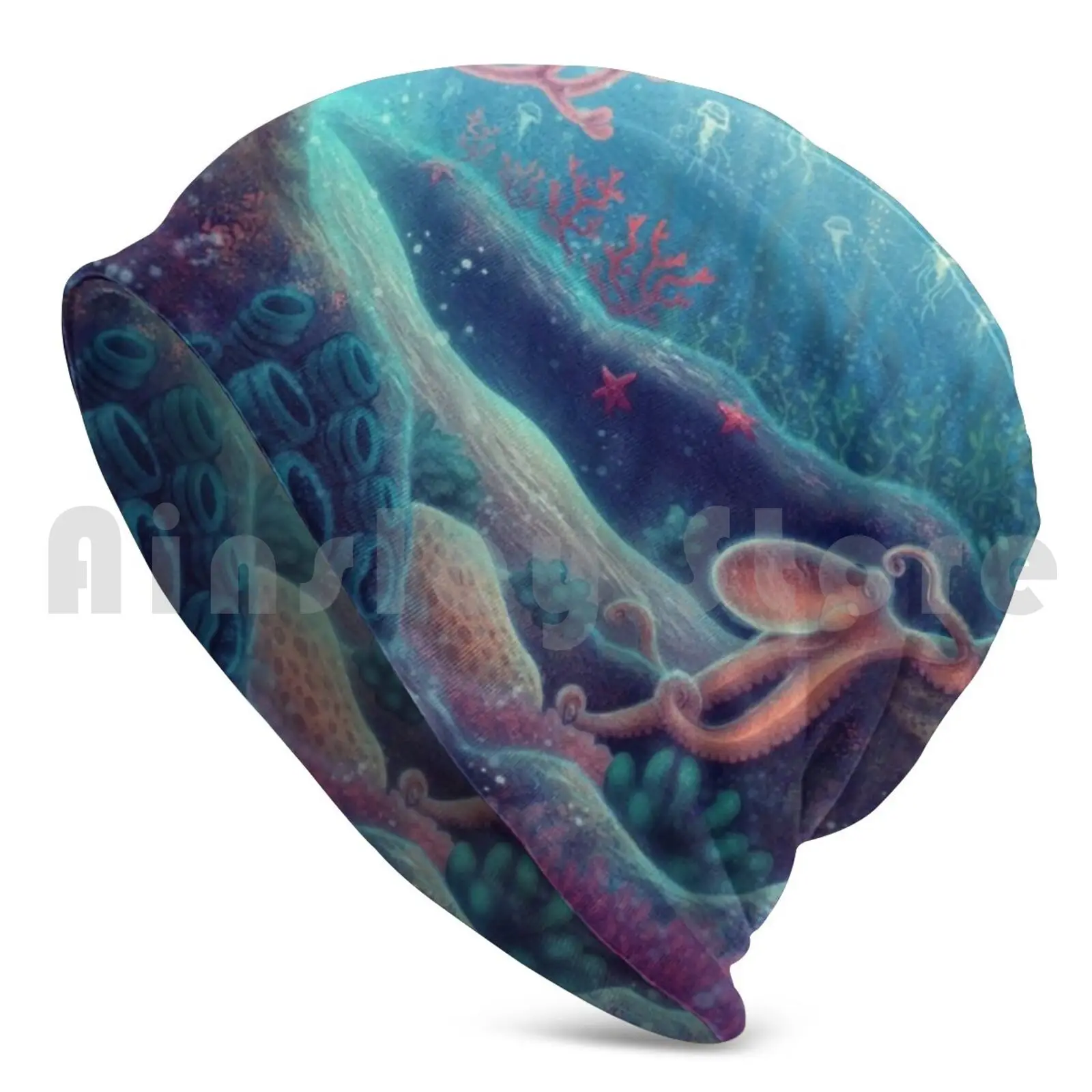 Ocean Life Hat 1562 Hat Ocean Sea Octopus Jellyfish Underwater Coral Reef Marine Aquatic