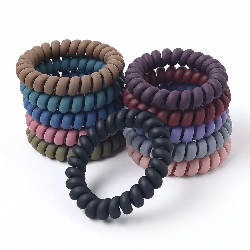 3Pcs/lot Telephone Wire Elastic Hair Bands Women Matte Frosted Colorful Girls Telephone Wire Elastic Hair Bands Hair Accessories