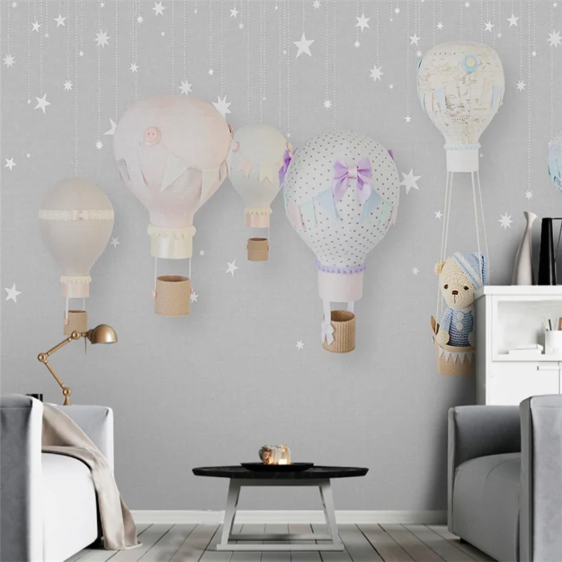 

Custom Mural Wallpaper Minimalism Hand Drawn Cartoon Balloon Children Room Background Wall Painting