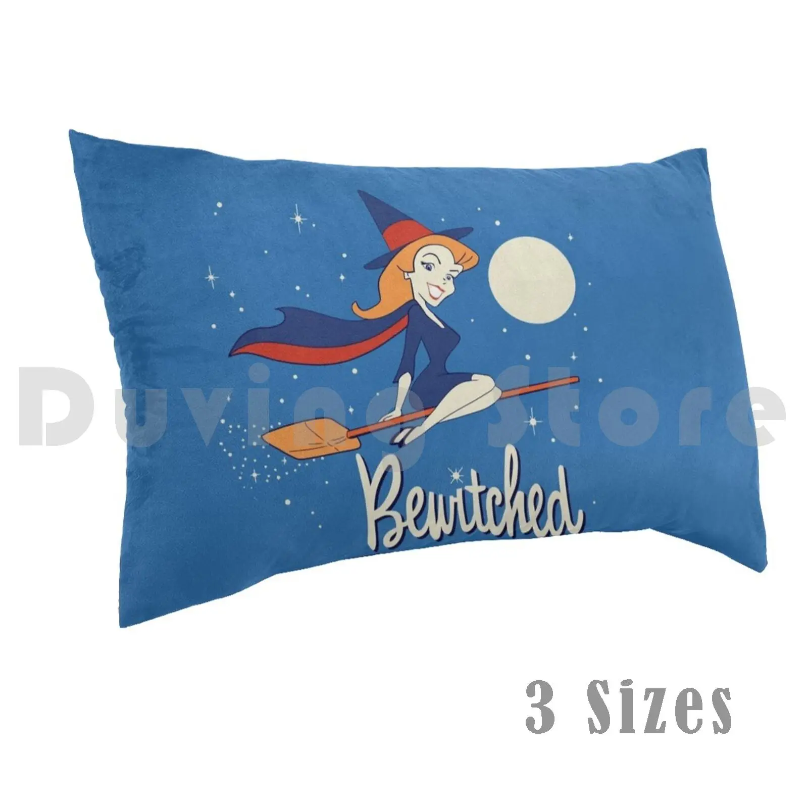 Vintage Bewitched Pillow Case Printed 35x50 Bewitched Bewitch Witch Witches Broom 60s Sixties Flying Broom