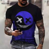 Smile Face 3D Print Men Casual T Shirt Short Sleeve Hip Hop Tees Joker Face Pattern Loose Pullover Mens T Shirt Tops