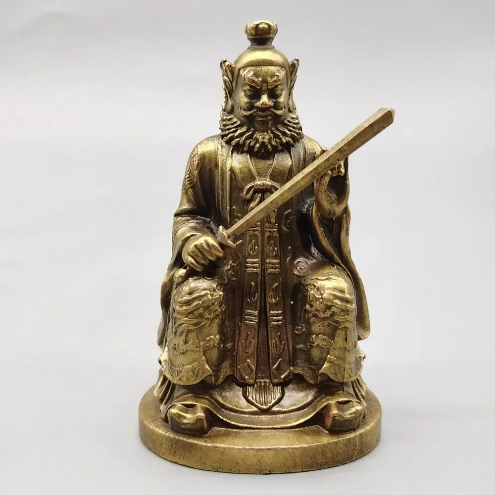 CHINA antique brass fengshui Zhang Taoist master small Statue Metal crafts family decorations statue