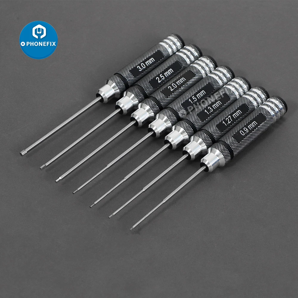 7pcs Aluminum RC Hexagon Screwdriver Tools Kit Hex Screw Driver Set for RC Model, Helicopter, Bench Work, Precision Engineering