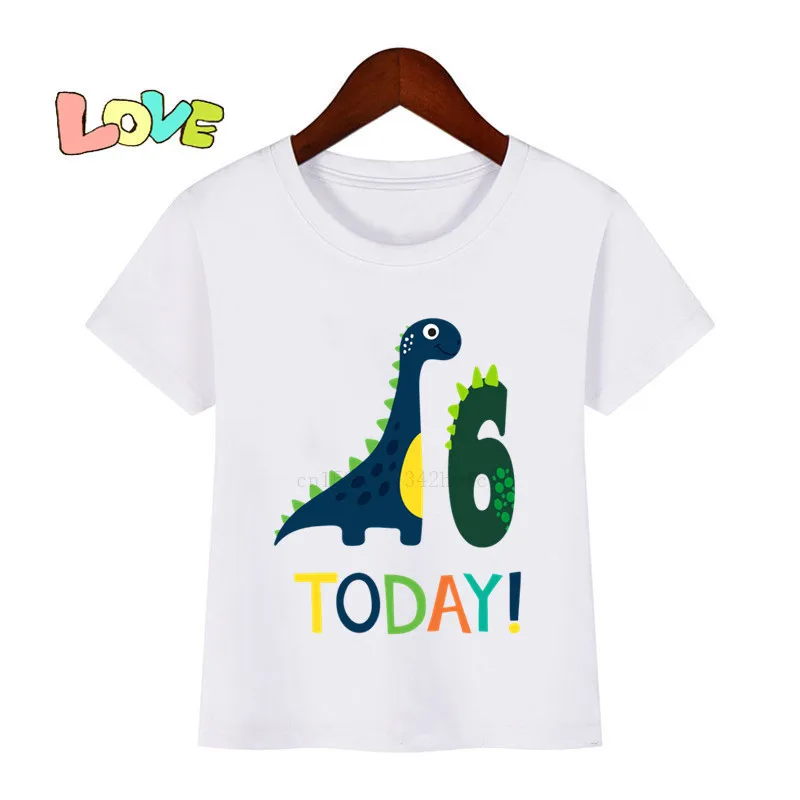 Baby Kids Cartoon Dinosaur Birthday Print T Shirt Children Birthday Dino Number T-shirts Boy&Girl Funny Gift Tshirt Present