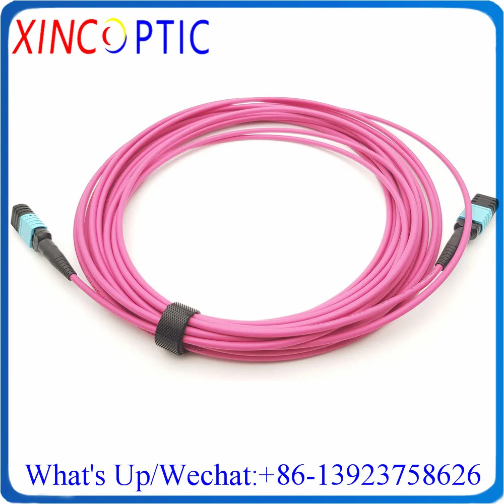 12C MPO OM4 5M Male Fiber Patch Cord,12F 5M 12Cores MPOUPC Fiber Patch Cable OM4 Jumper Male to Male Multimode Trunk Patch Cord