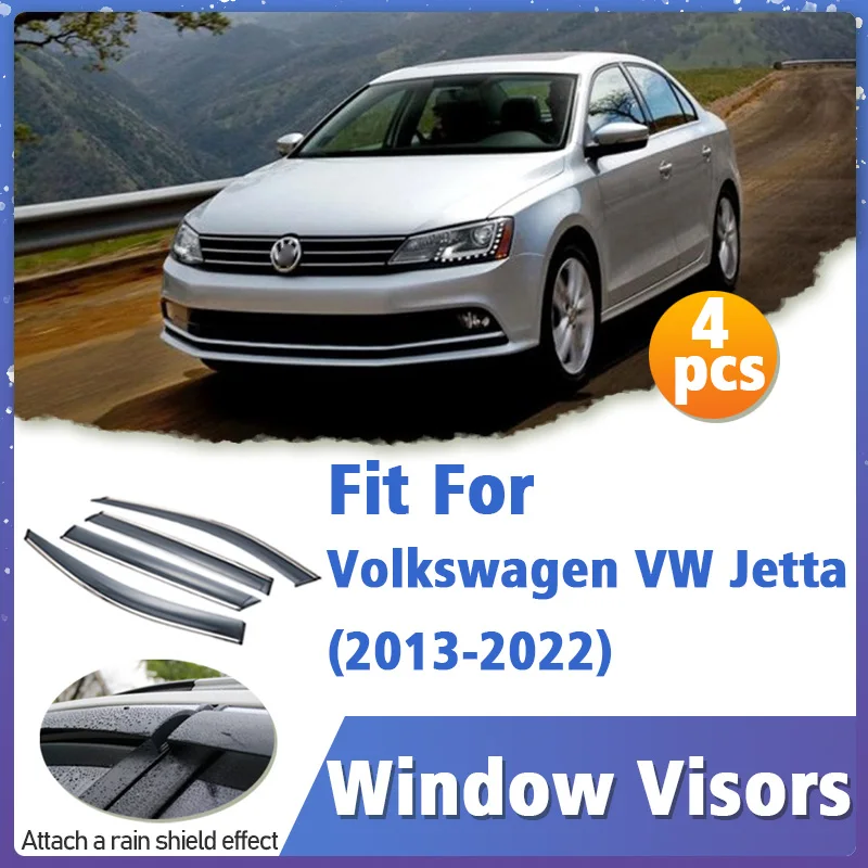 

Window Visor Guard for Volkswagen VW Jetta 2013-2022 Vent Cover Trim Awnings Shelters Protection Sun Rain Deflector Accessories