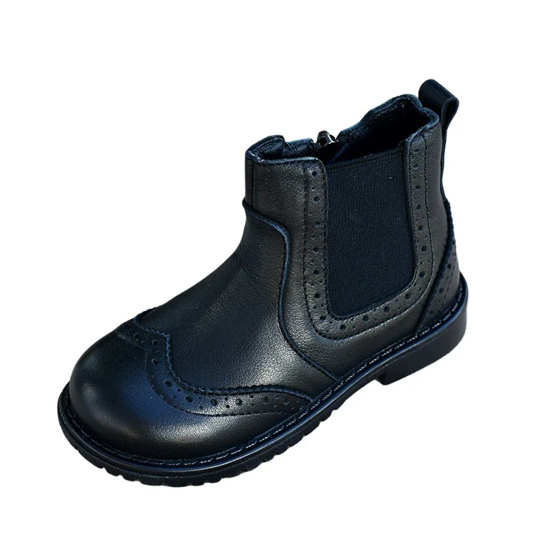 Genuine Leather Boys Riding Boots High-quality Cowhide Children Snow Boots Kids Shoes Spring Autumn Girls Shoes