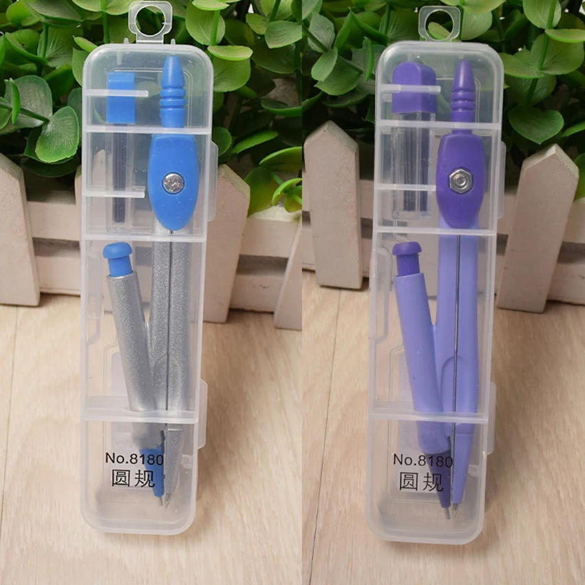 Metal Student Compass Geometry Set, Pencil Leads, Compass Measuring Tool for Learning Exam Stationery, Up to 140mm Diameter