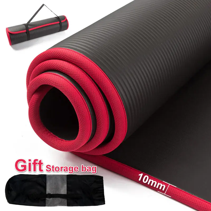 

10MM Extra Thick 183cmX61cm High Quality NRB Non-slip Yoga Mats For Fitness Tasteless Pilates Gym Exercise Pads with Bandages