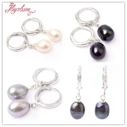 5-7mm Natural Gray&White&Black Cultured Freshwater Pearl Stone Beads Tibetan Silver Earrings For Woman Christmas Gift 1 Pair