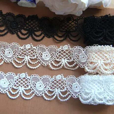 Width:3cm Heart-shaped Rose Lace Hollowed-out Water Soluble Lacey Decoration DIY Yarn skirt  Sewing Accessories (SS-2016)