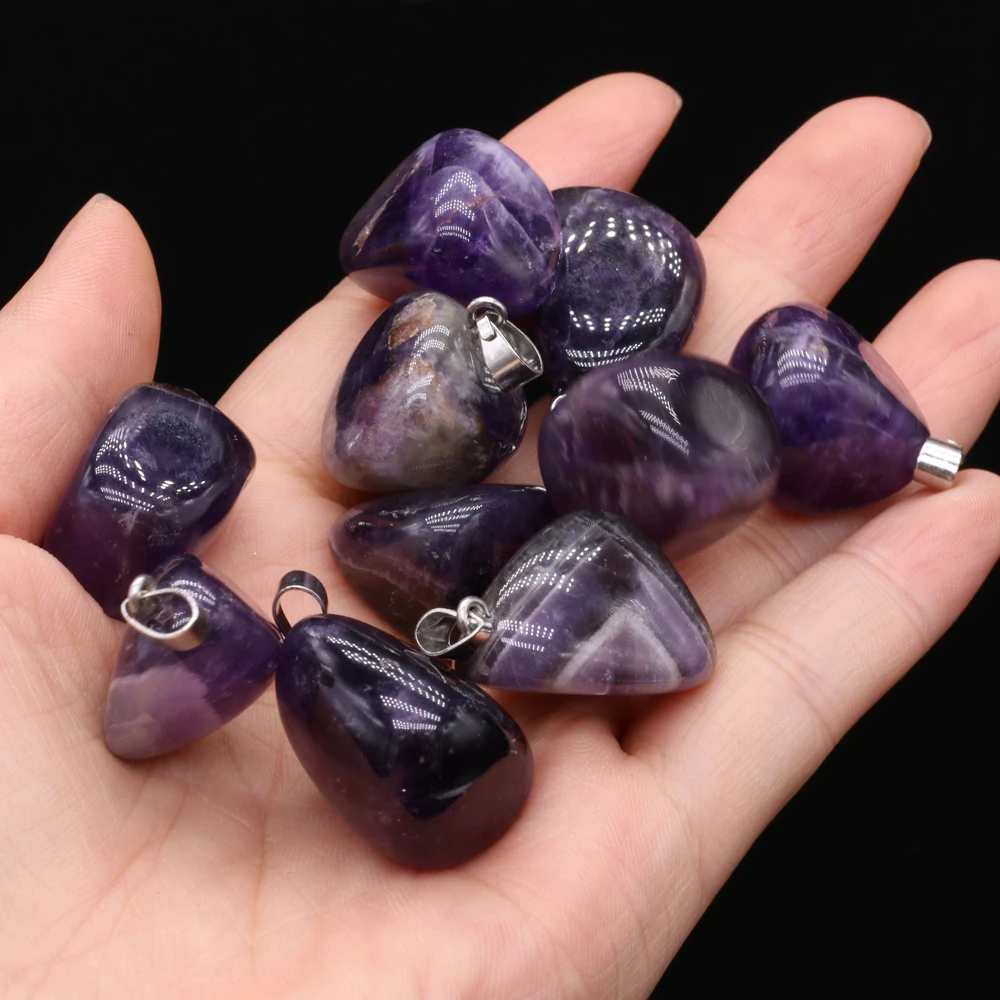 5pcs/lot Natural Stone Pendant Charms Irregural Natural India Agate Amethyst Pendant for Making Women DIY Necklace 15x20-18x25mm