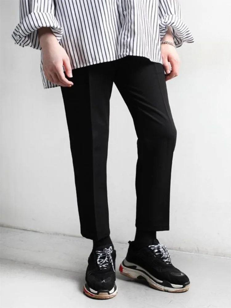 Men's Casual Fashion Suit Trousers Simple Pleated Casual Straight Trousers Plain Color Large Size Casual Suit Trousers