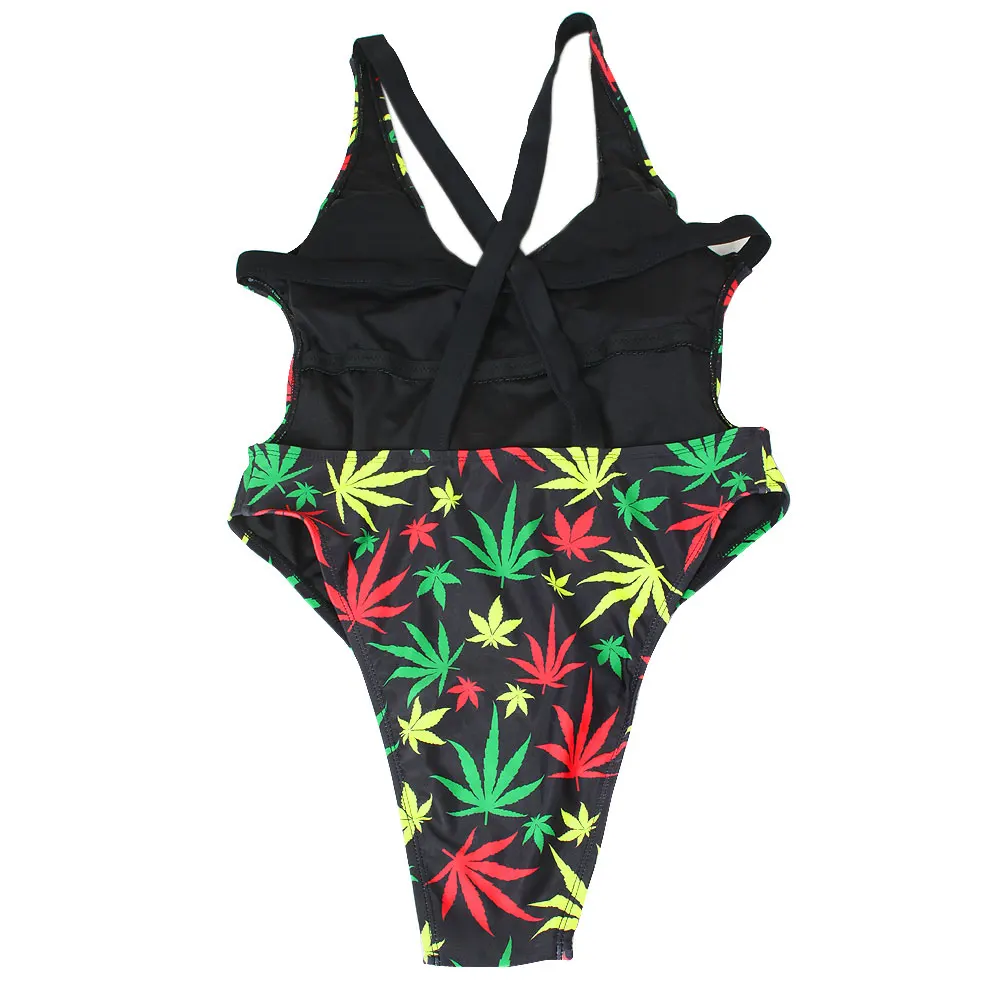 Voaryisa Vrouwen Een Stuk Caribbean Vlag Rasta Body Vormgeven Blad Monokini Badpak Badmode Badpak