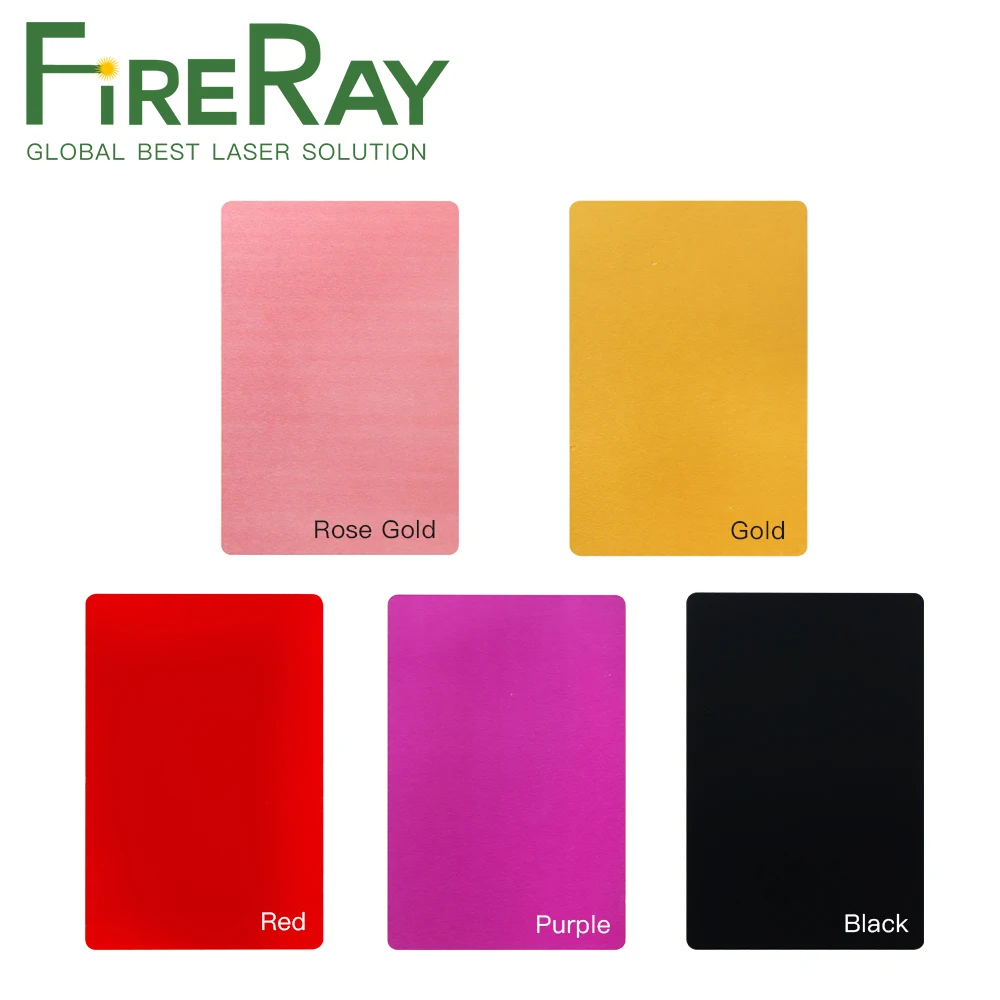 FireRay 50/100Pcs Thickness 0.2mm Business Name Cards Multicolor Aluminium Alloy Metal Sheet Testing for Laser Marking Machine