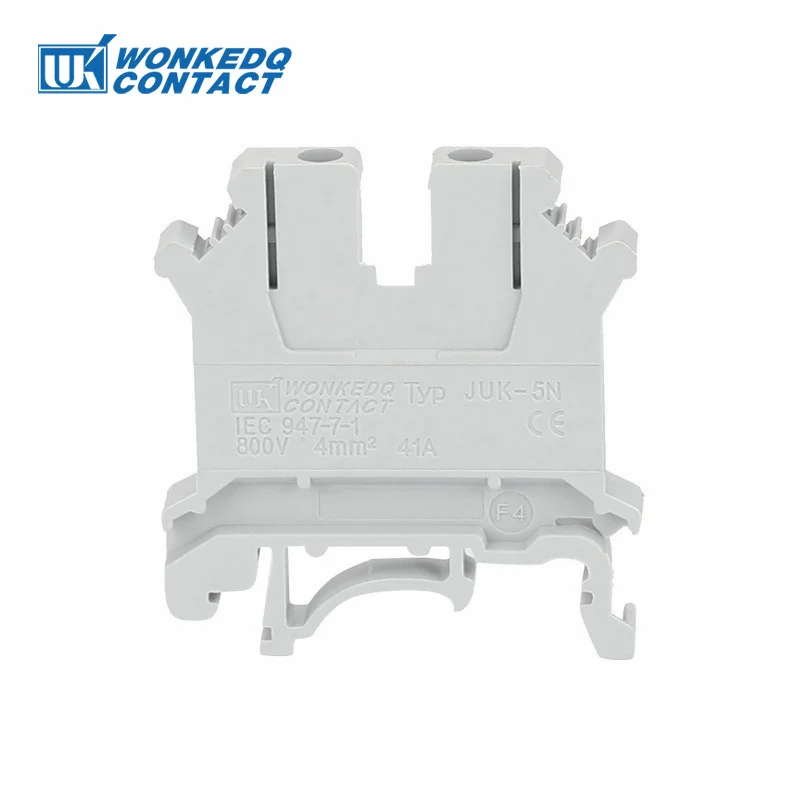 UK 5N Screw Feed-through Terminal Block Din Rail 0.2-4mm² Electrical Connector Universal Plug Connductor Wire UK5N