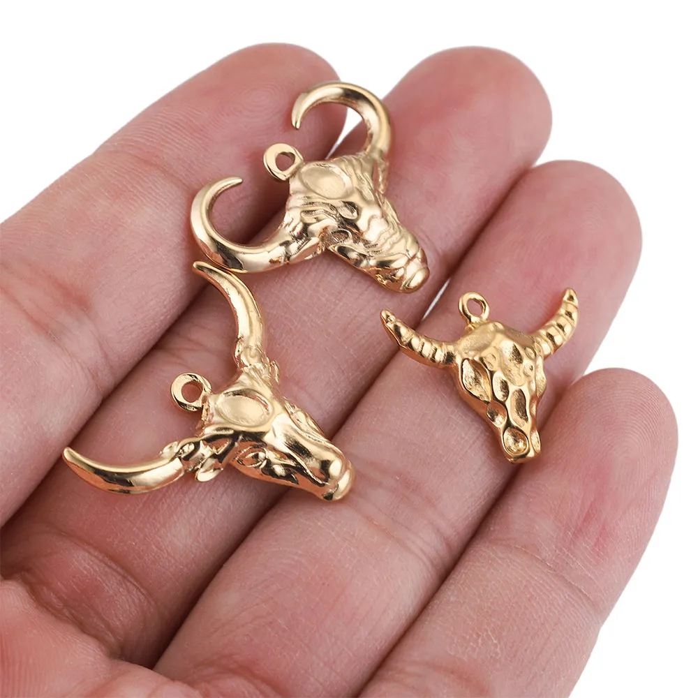 5pcs Lot Stainless Steel Gold Plated Deer Christmas Charms Dangles Pendants for DIY Earring Necklace Jewelry Making Wholesale