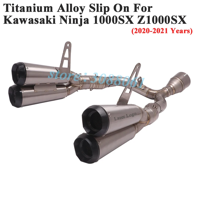 Titanium Allou Slip On For Kawasaki Ninja 1000SX Z1000SX Motorcycle Double Exhaust Escape Modify Link Pipe Left & Rifht Muffler