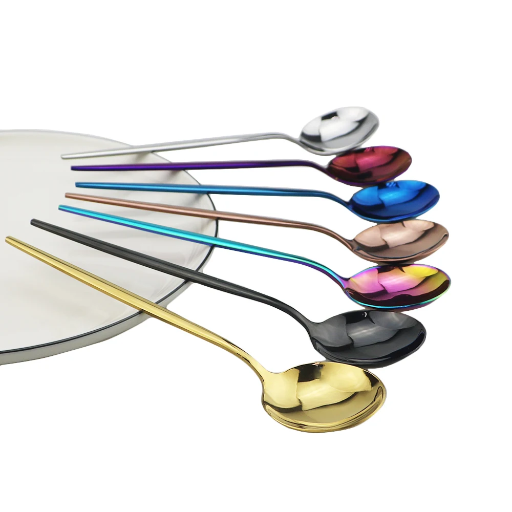 6Pcs Tea Spoon Polished Stirring Coffee Spoon Dessert Ice Cream Stainless Steel Spoons Kitchen Accessories Flatware