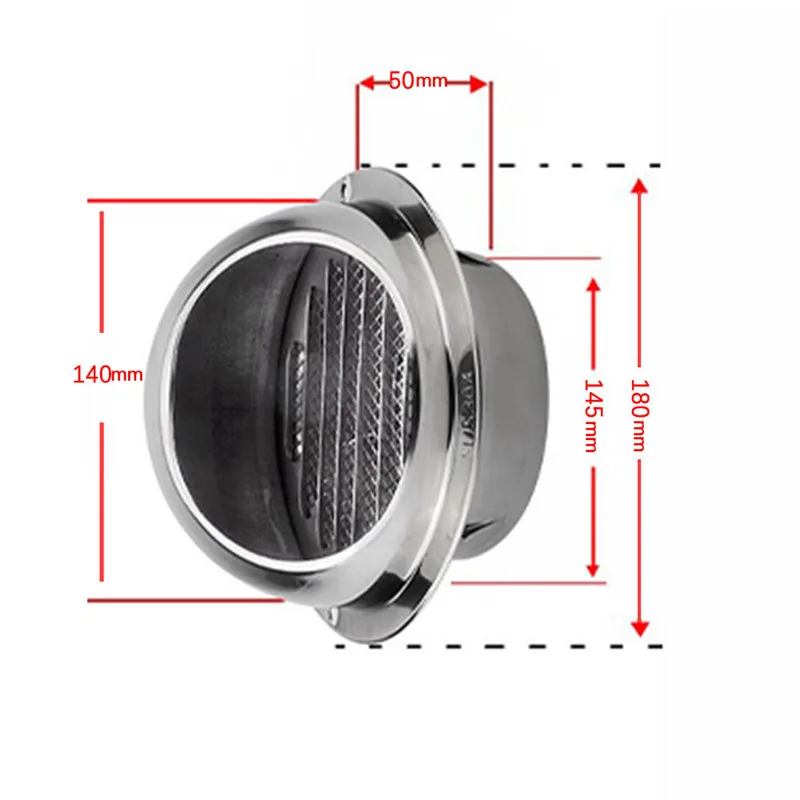 304 Stainless Steel Wall Ceiling Air Vent Ducting Ventilation Exhaust Grille Cover Outlet Heating Cooling & Vents Cap Waterproof